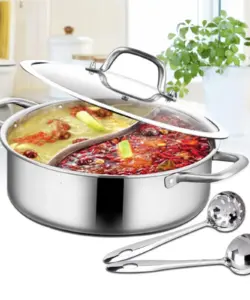 304 Edelstahl Hot Pot Hot Food Suppe Kochgeschirr zwei halbe Topf chinesische Samowar Küchen topf Yuanyang Topf Shabu Shabu