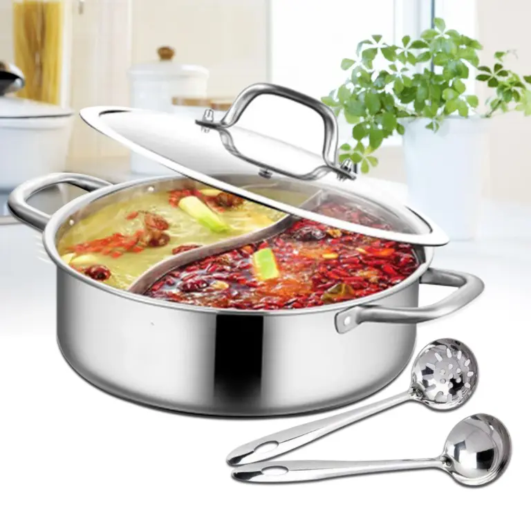 304 Edelstahl Hot Pot Hot Food Suppe Kochgeschirr zwei halbe Topf chinesische Samowar Küchen topf Yuanyang Topf Shabu Shabu