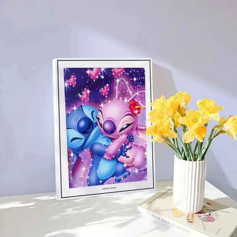 Disney-Diamantgemälde Lilo und Stitch, voller runder Bohrer, Mosaik, Cartoon, Neuheiten, Kindergeschenke, 30 x 40 cm 4