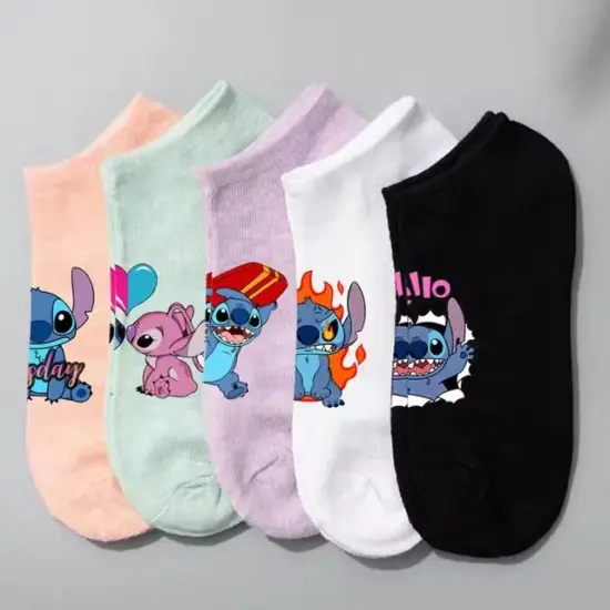 5pairs Disney Stich Frau Socken Kawaii Lilo & Stitch Gi5rls Kurze Weiche Atmungsaktive Socken Cartoon Kinder Frau Socken Kinder geschenke 6