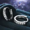 Huitan einfache kleine runde Kreis Creolen für Frauen Silber Farbe glänzenden Kristall cz elegante vielseitige Dame Aussage Schmuck 5