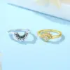 Original Sterling Silber Ringe für Frauen Mond Sonne Verlobung Hochzeit stapelbare Kristalle Ring Gold Luxus Schmuck Geschenk 3