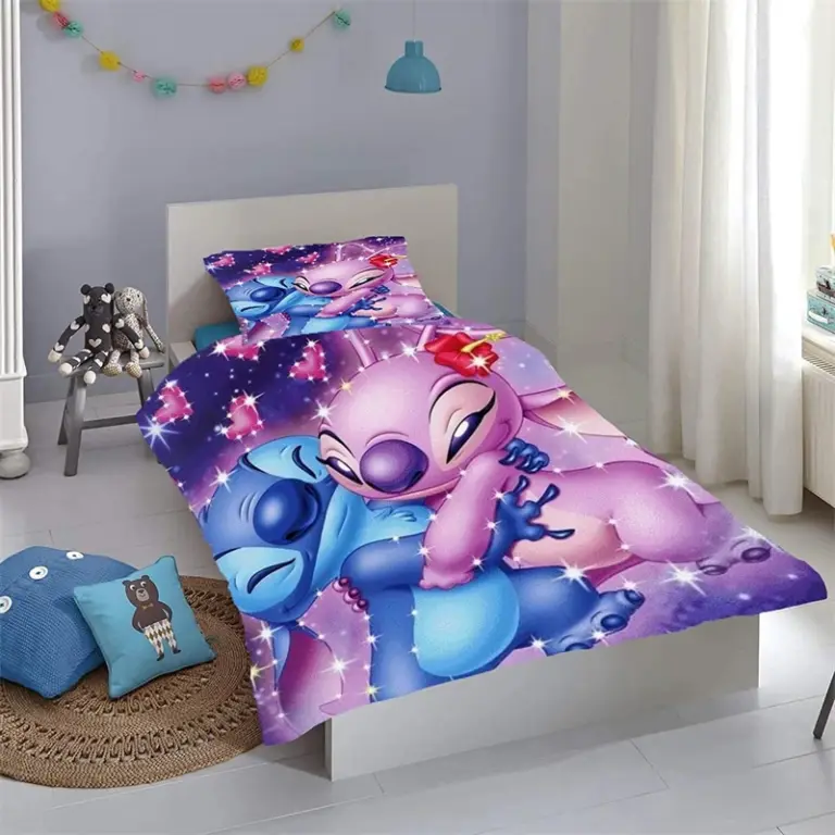 Miniso 3-teiliger Lilo & Stitch Bett bezug mit Reiß verschluss und 1 oder 2 Kissen bezug, 50x75 | Mädchen Teen Bettwäsche Set Kinder Zeug Geschenke Dekor 2