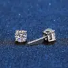 Echt Moissanite Stud Ohrringe 14K Weiß Gold Überzogene Sterling Silber 4 Prong Diamant Ohrring für Frauen Männer Ohr Stud 1ct 2ct 4ct 3