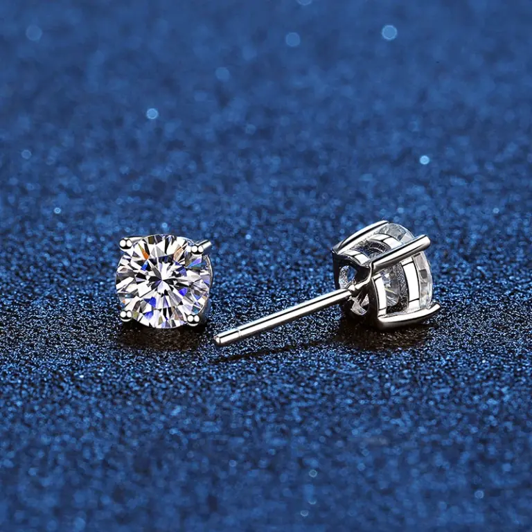 Echt Moissanite Stud Ohrringe 14K Weiß Gold Überzogene Sterling Silber 4 Prong Diamant Ohrring für Frauen Männer Ohr Stud 1ct 2ct 4ct 3