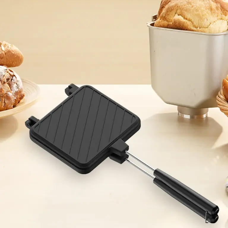 Doppelseitige Bratpfanne Antihaft-Sandwich-Toast hersteller Flip-Grill pfanne aus Aluminium legierung mit Griff Küchen kochgeschirr Grill werkzeuge 3