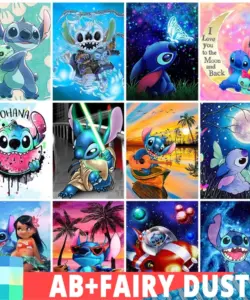 Ab Fee Staub DIY Diamant Malerei Lilo und Stich Stickerei 5d Voll bohrer Cartoon Mosaik Bild Wohnkultur Disney Kinder