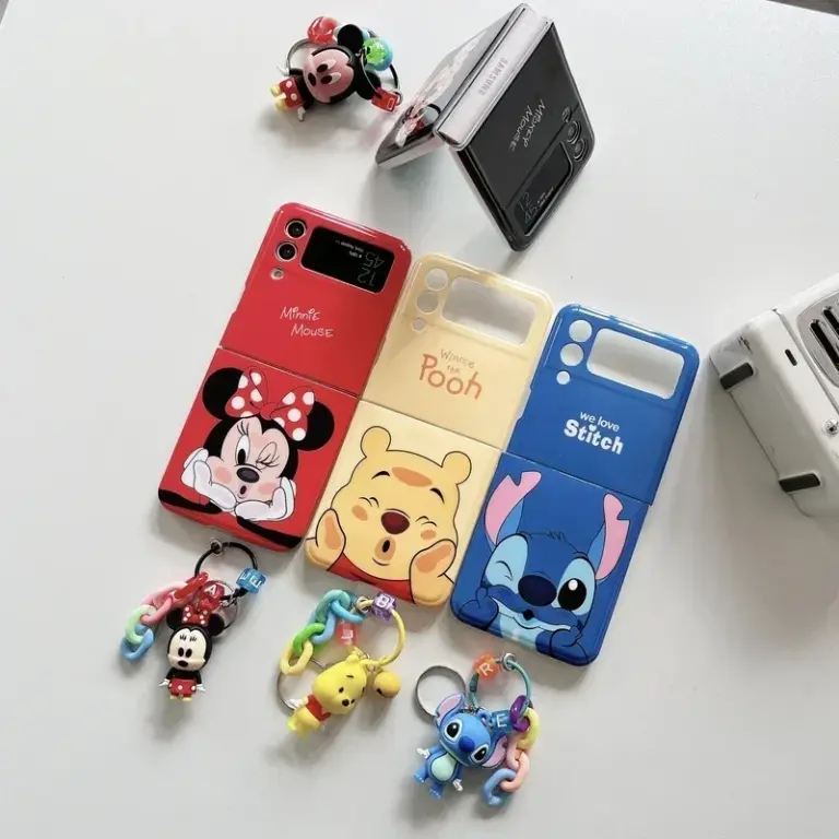 Disney Cartoon Mickey Minnie Maus stich Winnie die Pooh Handy hülle für Samsung Galaxy Z Flip 6 3 4 5 5g Hard Back Cover Funda 2