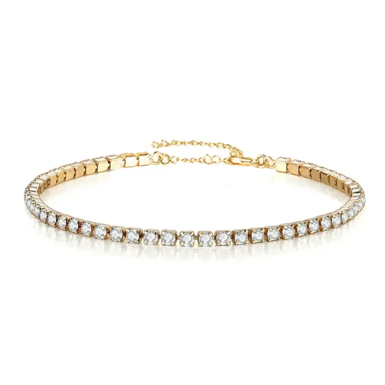 2mm Iced Out Tennis Armbänder Weibliche Gold Silber Farbe Edelstahl Zirkonia Kette für Frauen Hochzeit Schmuck Geschenk