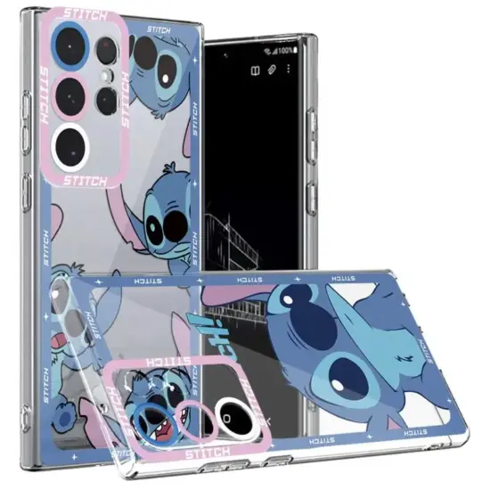 Luxus klare Handy hülle für Samsung Galaxy S23 S22 S21 S20 S10 Fe Ultra Plus Cartoon Lilo Stich Silikon Softcover