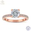 Wuiha echtes 925 Sterling Silber Roségold rund 7mm vvs1 weißer Saphir erstellt Moissan ite Ring für Frauen Geschenk Drop Shipping 1