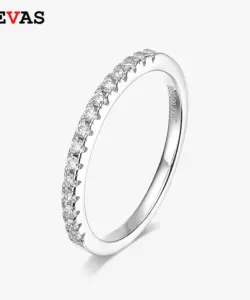 OEVAS Echt Moissanite Band Ring 18K Weiß Gold Farbe 100% 925 Sterling Silber Funkelnden Jahrestag Geschenke Partei Edlen Schmuck