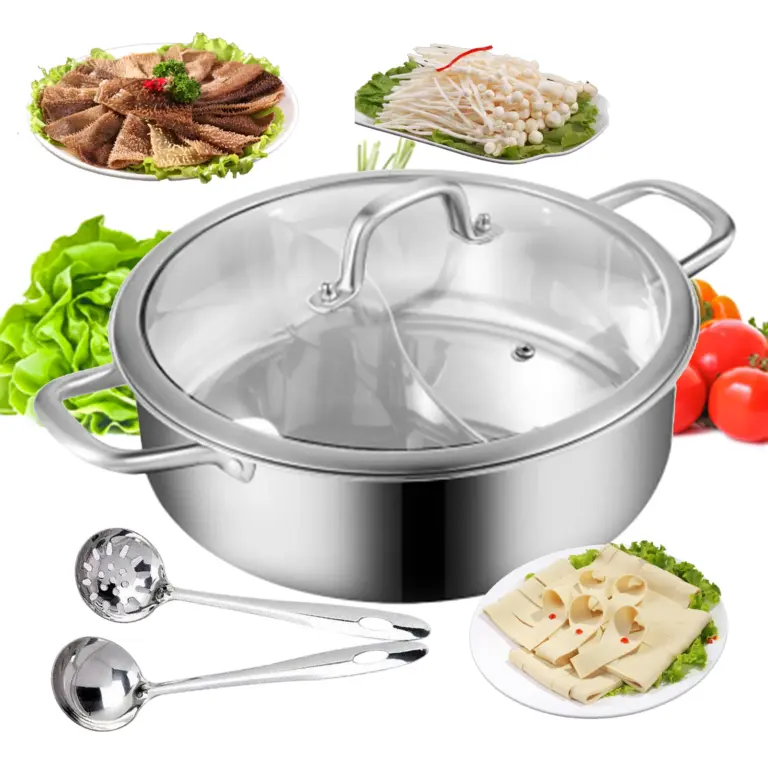 304 Edelstahl Hot Pot Hot Food Suppe Kochgeschirr zwei halbe Topf chinesische Samowar Küchen topf Yuanyang Topf Shabu Shabu 3