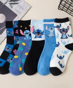 Neue Disney Anime Cartoon Kawaii Stich reine Baumwoll socken mittellange Socken gekämmte Baumwolle Geburtstags geschenk für Mädchen Freunde Jungen