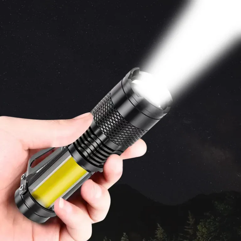 Mini wiederauf ladbare LED-Taschenlampe mit Seiten licht, mit xpe Cob Perlen, Unterstützung Teleskop zoom, mit Stift clip, für Abenteuer 3