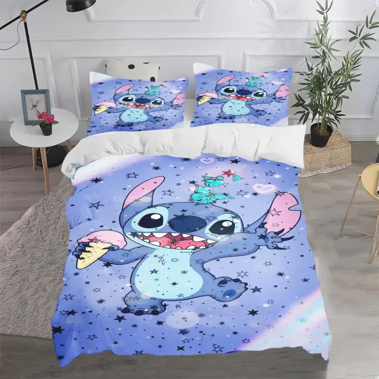 Stich Bettwäsche Set 3-teiliges Set 1 Bett bezug 100% Polyester Bett bezüge Twin niedlichen bedruckten Cartoon Anime Wohnkultur 2