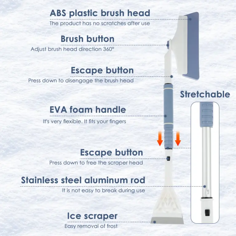 Schnee Entfernung Schaber Teleskop Auto Windschutzscheibe Abtauen Eis Schaber Enteisung Reinigung Werkzeuge Auto Schnee Schaufel Eis Schaufel Pinsel 3