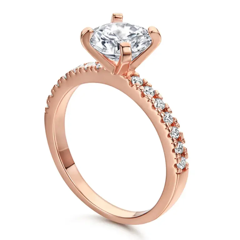 Wuiha echtes 925 Sterling Silber Roségold rund 7mm vvs1 weißer Saphir erstellt Moissan ite Ring für Frauen Geschenk Drop Shipping 4