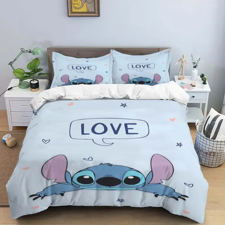 Disney Stitch Bett bezug Sets Kissen bezug Bettwäsche Set Kinder Kinder Prinzessin Geschenk Mädchen Single Queen King Size Bettwäsche