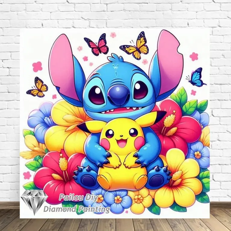 Disney Cartoon Stich und Pikachu Diamant Malerei Kits Fotokunst 5d DIY Voll bohrer Mosaik Kreuz stich Stickerei Wohnkultur