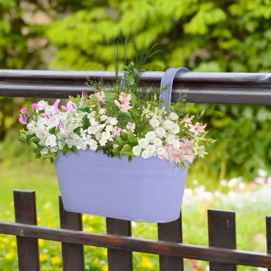 Hängende Blumentöpfe aus Metall und Eisen, Balkon-Pflanzgefäß mit abnehmbarem Haken, langlebige Kräutertöpfe, perfekt für die Heimdekoration von Zaun 3