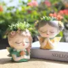 Märchen Mädchen Pflanzer für Sukkulenten Luft Pflanzen Harz Blumentopf Tischplatte Ornament Fee Garten Figuren Hausgarten Dekor 3
