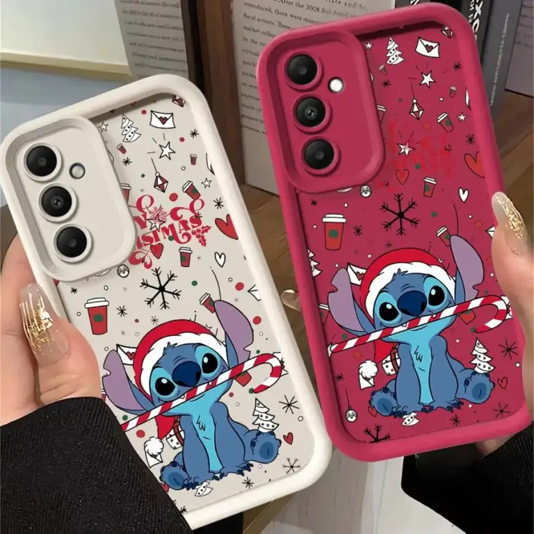 Hülle für Samsung Galaxy A54 A52 A14 A53 A12 A13 A50 A23 A71 A34 A51 A33 A21s A32 A15 A05s Handyhülle Cartoon Stitch Weihnachten 4