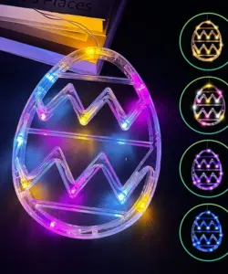 2/4pcs Ostern Fenster Lichter mit Saugnapf mehrfarbig hängende Dekorationen Eier geformte Lichterketten Innen Home School Dekor