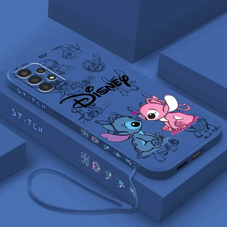 Lilo & Stitch Disney Für Samsung A72 A54 A53 A52 A42 A34 A32 A25 A24 A23 A22 A15 A14 A13 A12 Flüssigkeit Links Seil Telefon Fall 4