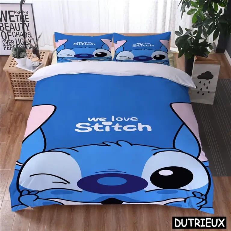 Lilo und Stich Kawaii Bettwäsche Set Queen King Size Disney Cartoon Bett bezug Set 2/3 Stück Bett bezug und Kissen bezug Heim textilien 4