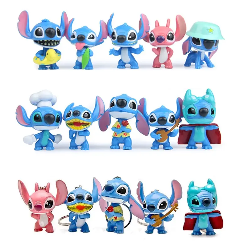 10 stücke Disney Lilo Stich Anime Figuren Action Figura Schlüsselanhänger Anhänger Ornament Puppen Sammlung Modell Stich Spielzeug Für Kinder Geschenk 6