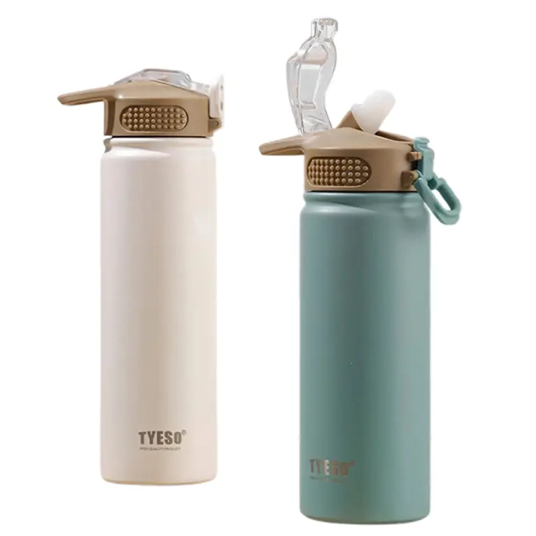 1pc Thermos flasche mit Strohhalm 530ml Edelstahl Thermo tasse Auto isolierte Flasche Wasser becher für Outdoor-Sportarten