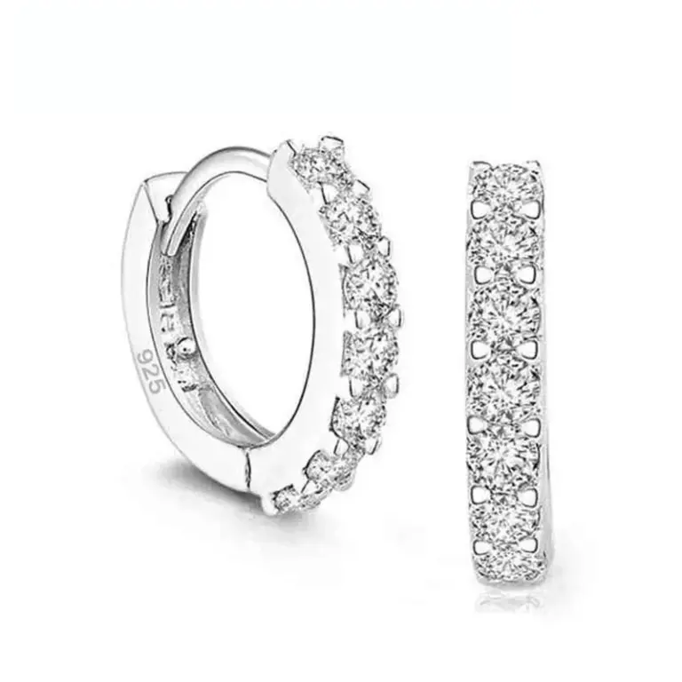 Schnelle Schiff Neueste Luxus Romantische Frauen Schmuck 925 Sterling Silber Überzogene Strass Kristall Creolen Für Frauen Großhandel