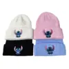 Stich Strick mütze Cartoon bestickte Benie Cap niedlichen Unisex warme dehnbare Hüte Weihnachts geschenk für erwachsene Kinder Outdoor-Wärme kappen