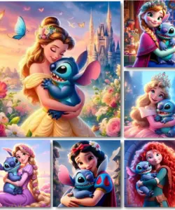 Cartoon Prinzessin und Lilo & Stitch 5d volle runde Diamant Malerei Kits niedlichen Alien DIY Bohrer Mosaik Stickerei Kreuz stich