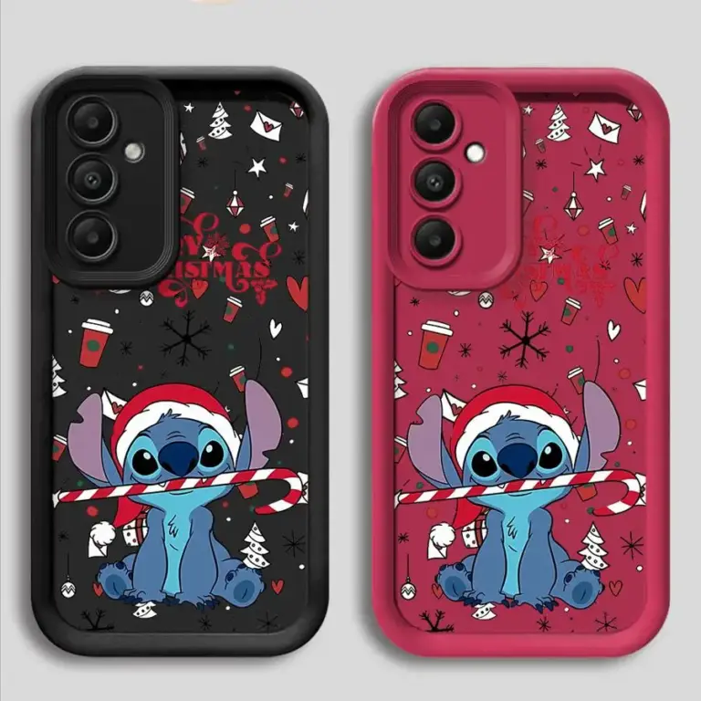 Hülle für Samsung Galaxy A54 A52 A14 A53 A12 A13 A50 A23 A71 A34 A51 A33 A21s A32 A15 A05s Handyhülle Cartoon Stitch Weihnachten 5