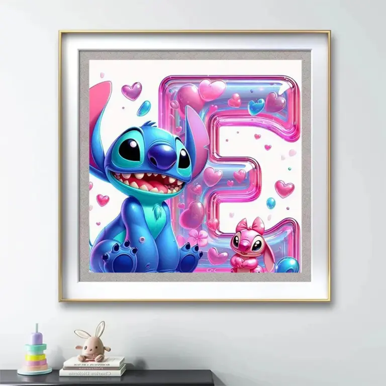 Disney DIY Cartoon Diamant Malerei Brief Lilo und Stich Voll bohrer Diamant Mosaik Herz Handwerk Stickerei Weihnachts geschenk 3