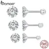 Bamoer platini ert klassische cz Ohr stecker 925 Sterling silber hypo allergen elegante Ohrringe Modeschmuck 3mm 5mm 7mm