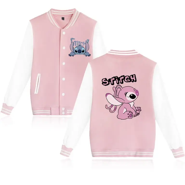 Disney Stich Hoodie Kinder Baseball Jacke Männer Frauen Sweatshirt Kinder Jungen Mädchen Harajuku Jacken Streetwear College Mäntel 2