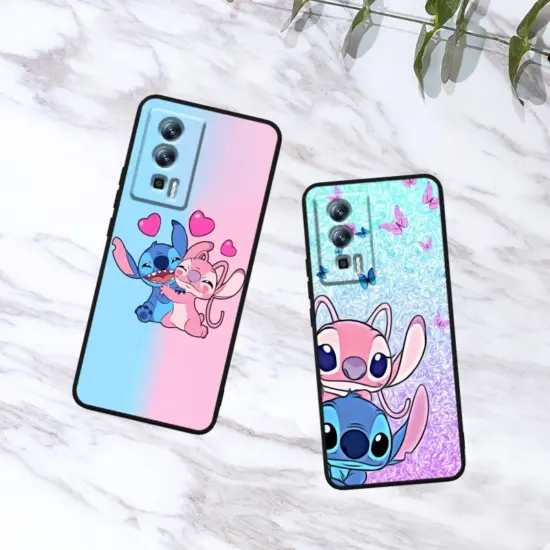 Disney Stitch Engel Liebe Handy hülle für Xiaomi Redmi K60 K50 K40 12x11 10c 11 9a 9c 9at 8a 8 6a A1 4x5g schwarze Abdeckung 5