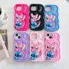 Süßigkeiten Paar Stich suchen Fall für iPhone x xs xr 11 12 13 Pro 14 plus 15 Pro Max 3D Cartoon Silikon Welle Seite Soft Phone Fall