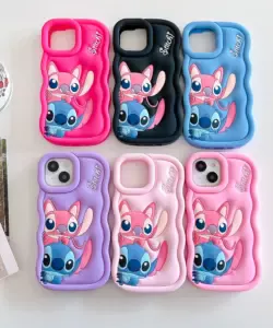 Süßigkeiten Paar Stich suchen Fall für iPhone x xs xr 11 12 13 Pro 14 plus 15 Pro Max 3D Cartoon Silikon Welle Seite Soft Phone Fall