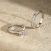 Newshe Verlobungsring aus 925er Silber, Ehering, Weiß-Gelb-Gold, Schmuck, luxuriöser Solitär-Ring mit rundem Kubikzircon und Diamanten 3