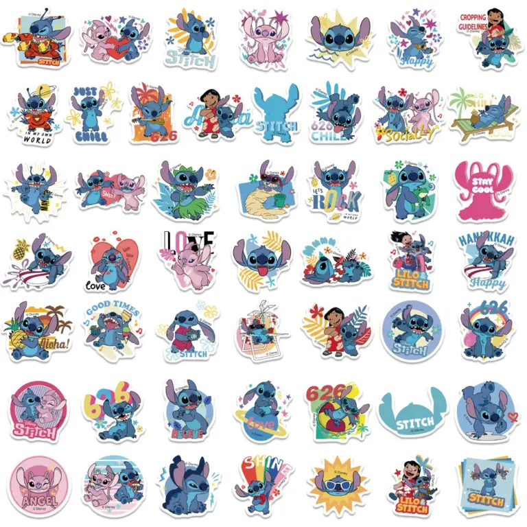 50 stücke Disney Cartoon Kawai Stich Aufkleber für Laptop Telefon Koffer Tagebuch Gitarre Graffiti wasserdichte Aufkleber Aufkleber Kinder Spielzeug 2