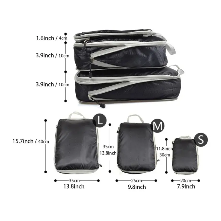 3 Stück komprimierte Verpackungs würfel Reisesp eicher Organizer Set Mesh visuelles Gepäck tragbare bequeme leichte Koffer tasche 4