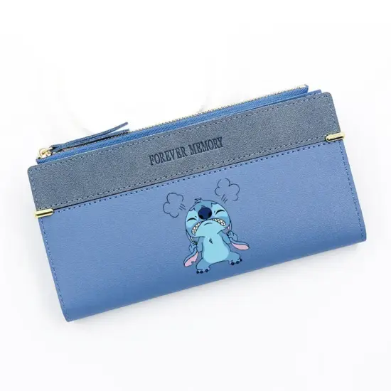 Disney Stich Brieftasche Frauen Lange Geldbörse Cartoon Fashion Zipper Geldbörsen Geldbörse Multilayer Karten Halter PU Leder Kupplung Tasche 5