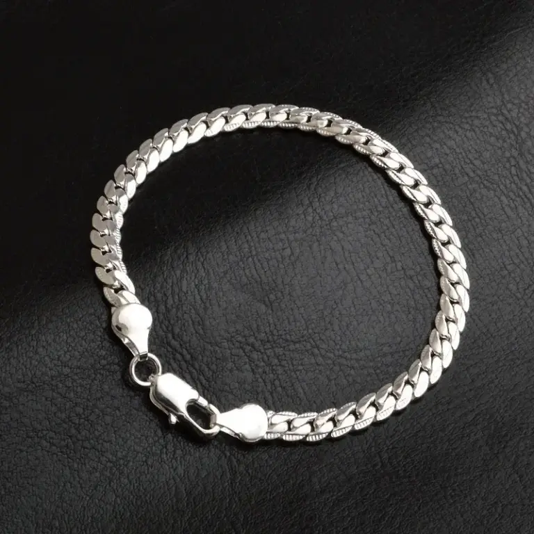 925 Sterling Silber klassische flache seitliche Kette Armbänder Halskette für Frauen Herrenmode Party Hochzeits schmuck Geschenke Pulse ras 5