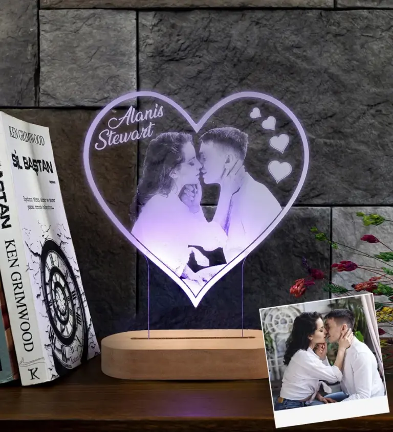 Personal isierte 3d Lampe benutzer definierte Foto Nachtlicht Herz führte Lampe Name Datum auf Jubiläum Hochzeit Valentinstag Geschenk Paare Geschenke 4