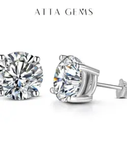 ATTAGEMS 2 Carat 8,0mm D Farbe Moissanite Stud Ohrringe Für Frauen Top Qualität 100% 925 Sterling Silber Funkelnde Hochzeit schmuck