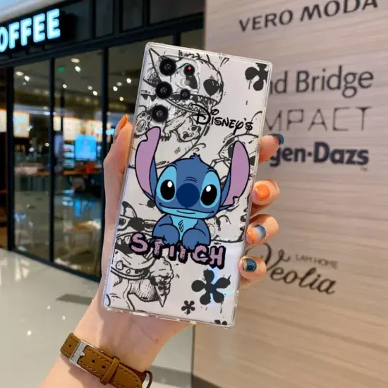 Cartoon Disney niedlichen Stich für Samsung Galaxy S24 S23 S22 S21 S20 Fe Ultra Plus S10 Lite 5G transparente Telefon hülle 3